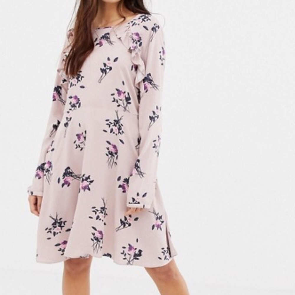 ASOS Vila blush colored floral dress